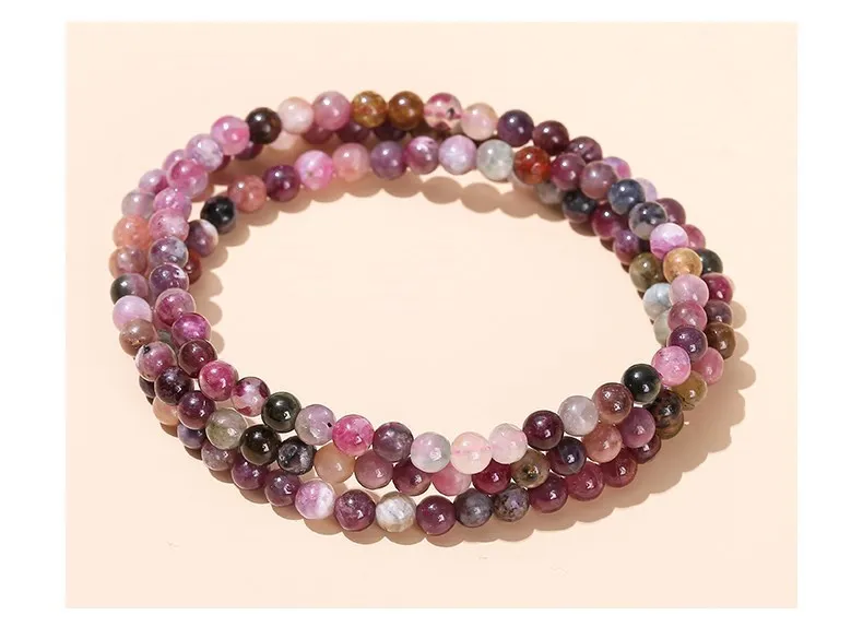 Jd natürliche muti color Turmalin mehr schicht iges Armband Frauen Mode kleine Perle 3 4mm Reiki Heilung Energie Strang Armband Schmuck – Detail 11