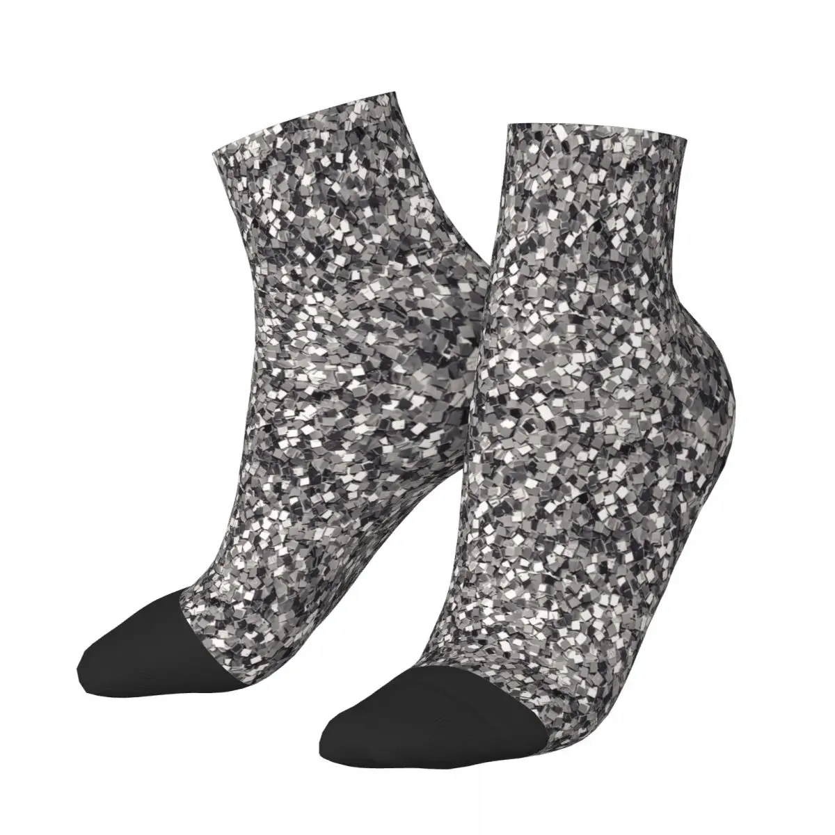 

Silver Party Confetti Sequins Ankle Socks Male Mens Women Spring Stockings Harajuku