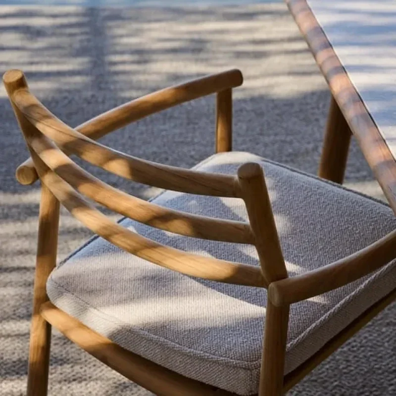Minimalist Modern Outdoor dining chairs anticorrosive teak table and chairs patio balcony villa terrace