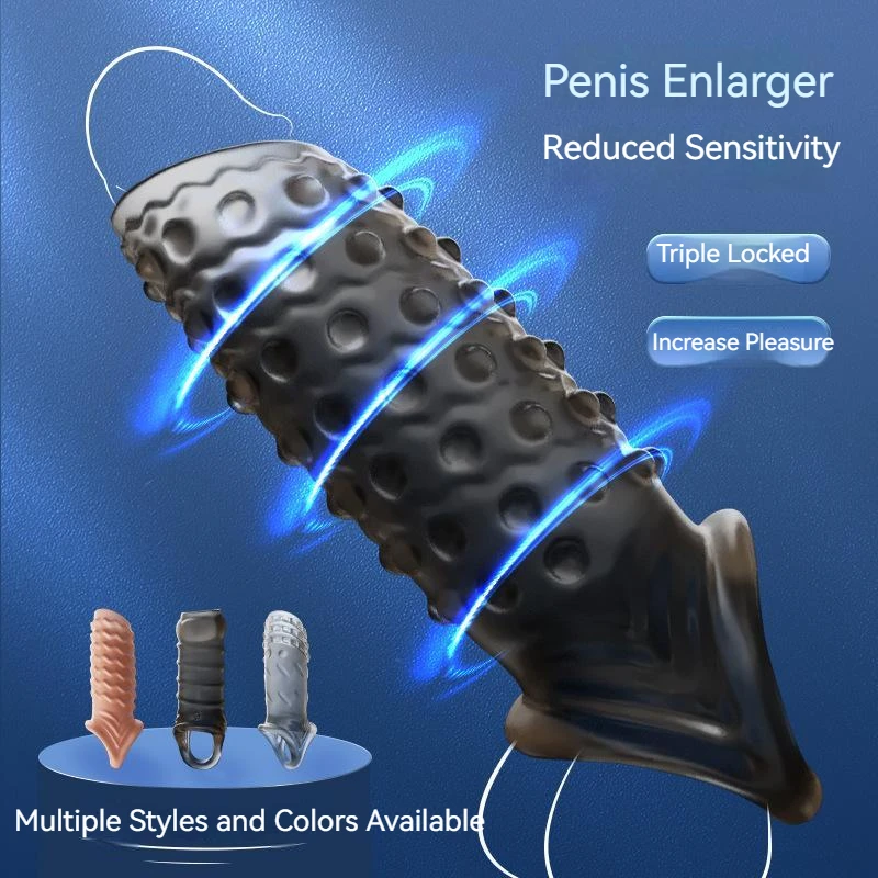 Penis Enlarger Sleeve With Clit Stimulator And Delay Ring_voghion.com