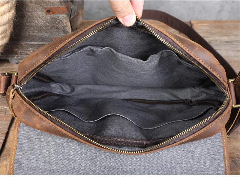 Vintage crazy horse cowhide men's messenger bag high-quality natural genuine leather designer daily work shoulder bag