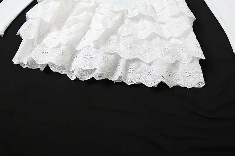 Fantoye Otoño Nuevo Vestido de Encaje con Cuello Redondo para Mujer, Blanco, de Manga Larga y Cintura Alta, Vestido Ajustado Elegante para Fiesta y Club.