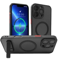Magnetic Phone Case with Metal Kickstand and Holder - iPhone 12 Mini (Black)