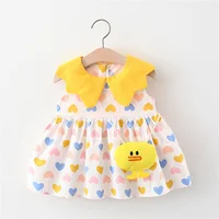 Summer Baby Cute Dress 2 Piece Set Girls' Printed Sleeveless Skirt+Cartoon Bag Toddler Comfortable Cotton Loose Fitting Clothes 6