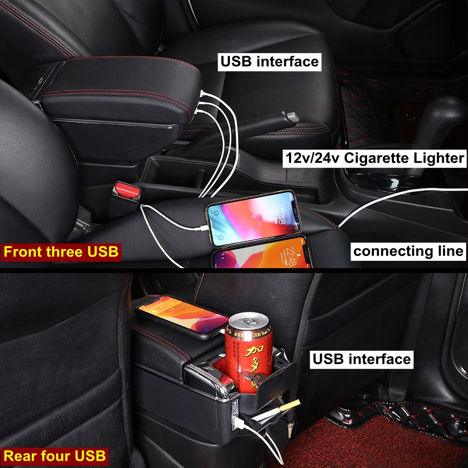 Car Armrest Box For Hyundai I10 Rotatable Center Centre Console Storage Box  With Usb Interface Decoration Accessories - Armrests - AliExpress