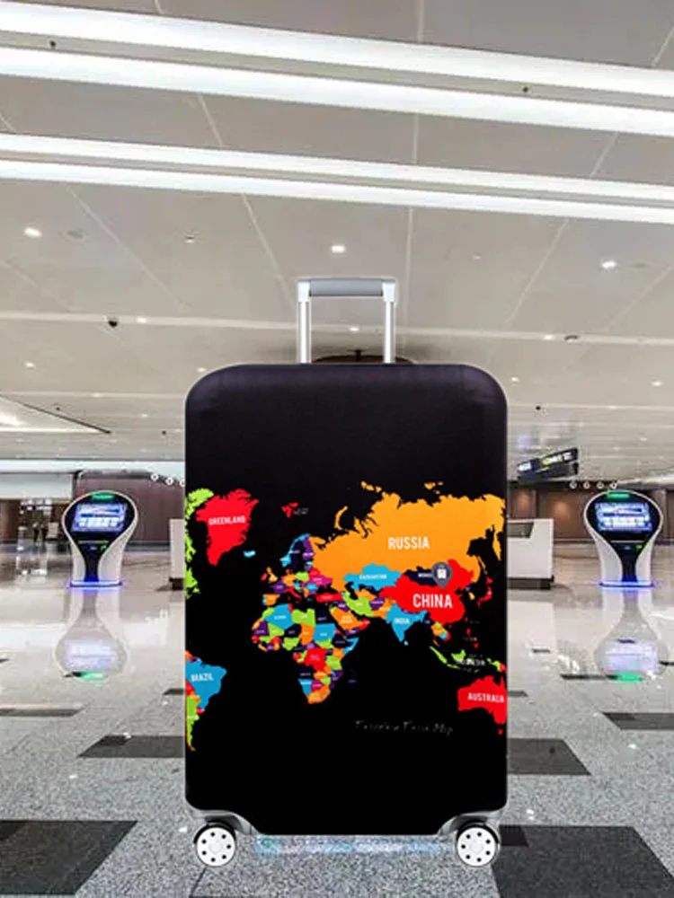 Map Design Luggage Protection Cover + Straps Thickened Wear-Resistant Polyester Fiber Dust Cover Travel Accessories luggage cover,luggage strap