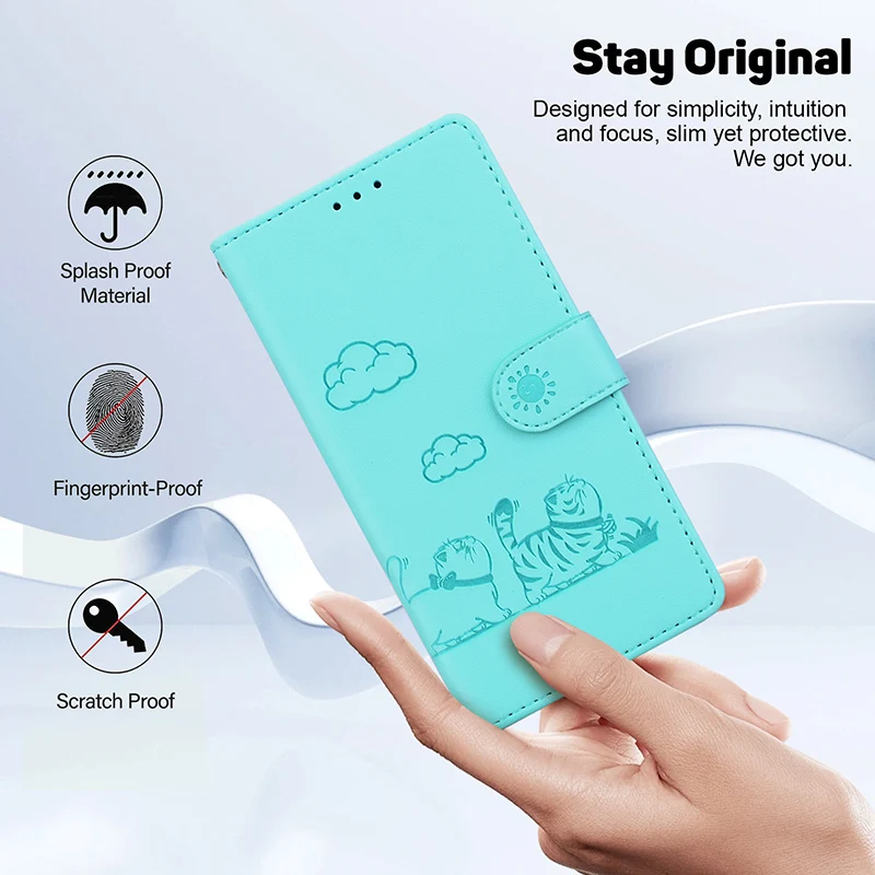Cartoon Cat Magnetic Anti-Theft Brush Phone Case