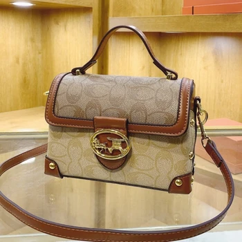 High End Handbag For Women 2025 New Fashionable Retro Printed Hand-held Small Square Bag Versatile Casual Single Shoulder Diagon