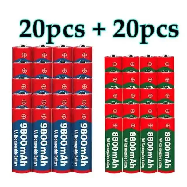 

2023 New 1.5V AA 9800 mAh+1.5V AAA 8800 mAh Alkaline1.5V Rechargeable Battery For Clock Toys Camera battery