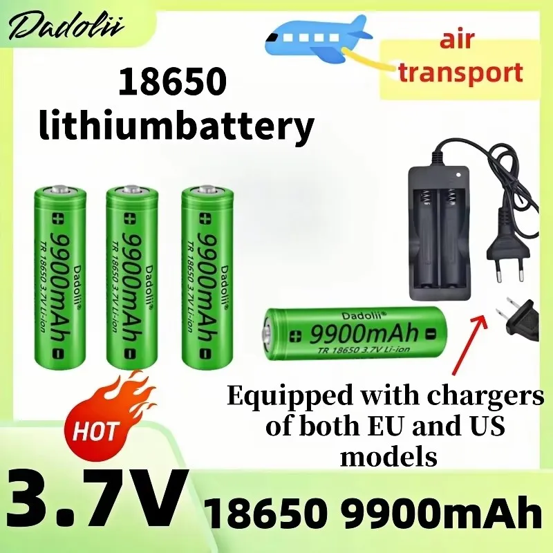 18650 Rechargeable Battery 3.7V 9800mAh Li-ion Capacity For Flashlight Torch Battery+Charger