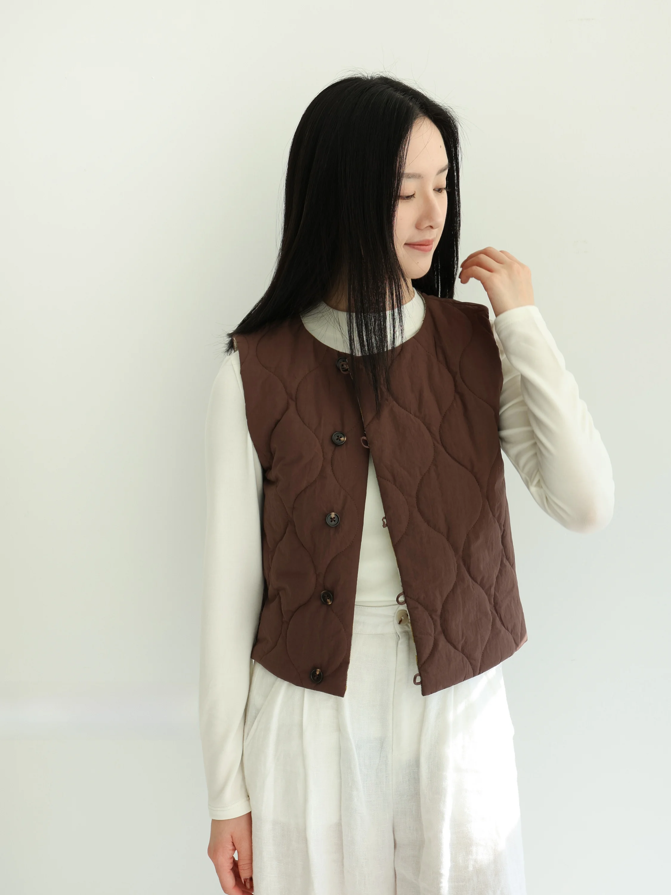 양면 착용 짧은 누빔 조끼 종이 패턴 DIY 봉제 수공예 KBD068 자체 제작 패턴 홈 패브릭 액세서리