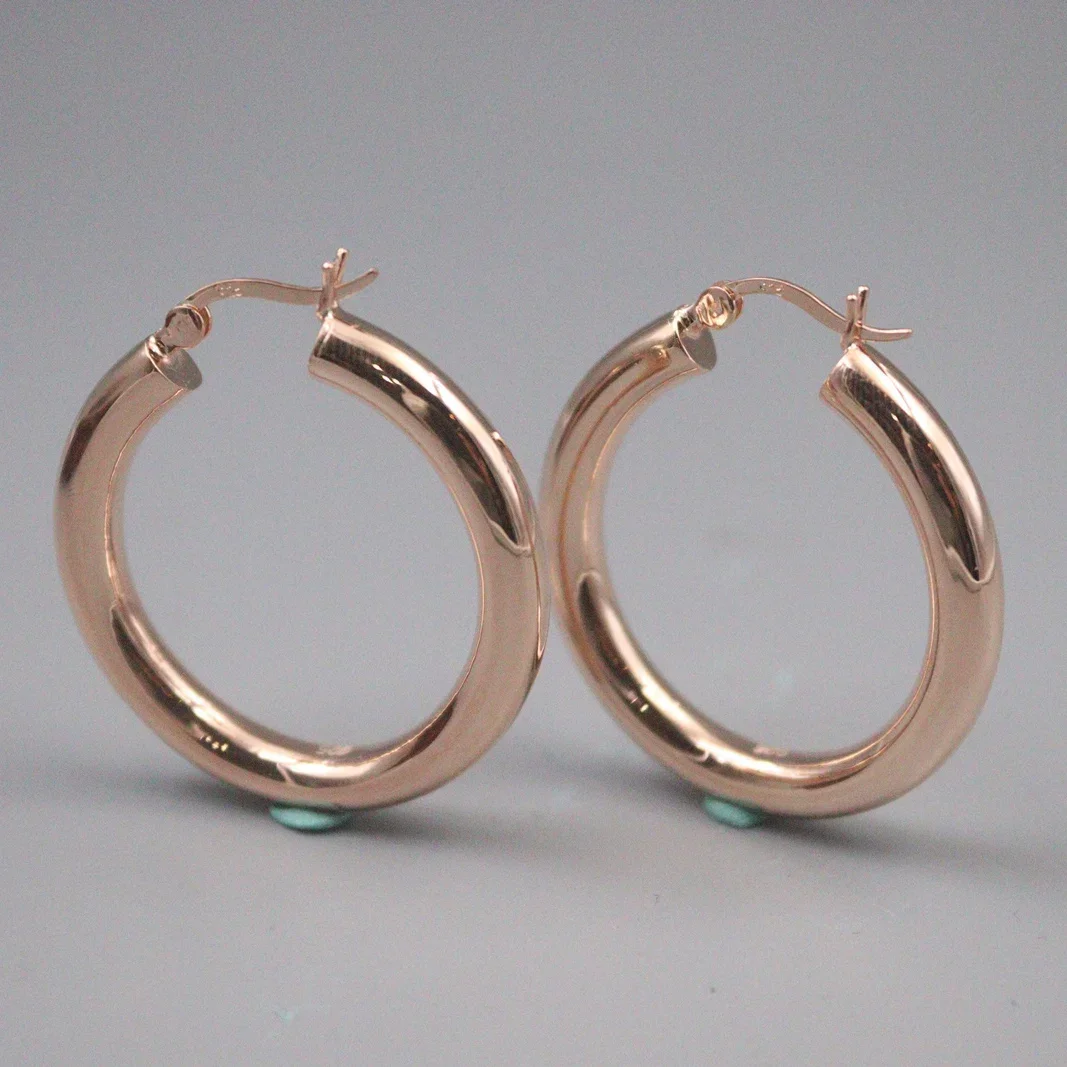 

Серьги-кольца из настоящего серебра 925 пробы, корейские серьги с покрытием из 18-каратного золота диаметром 35 мм