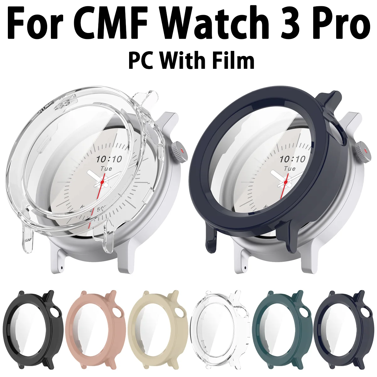 Premium Protective Hard Cover for Smartwatch with Tempered Glass Screen Protector