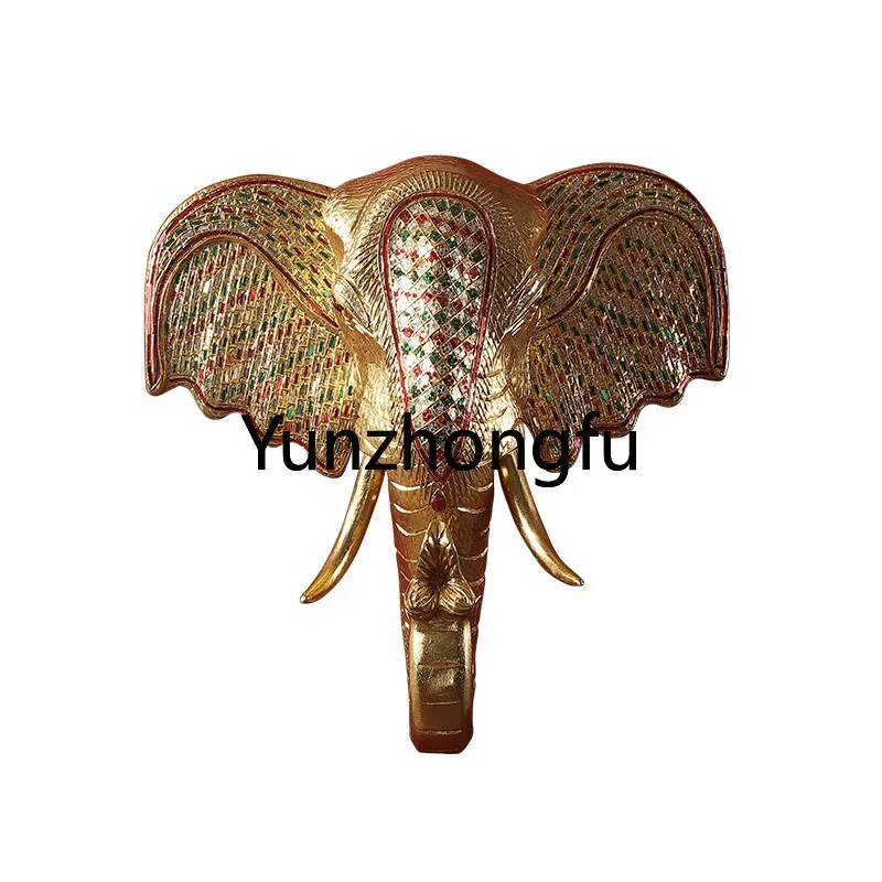 

Southeast Asian style elephant head woodcarving wall decoration Thailand Thai style SPA wall soft decoration pendant