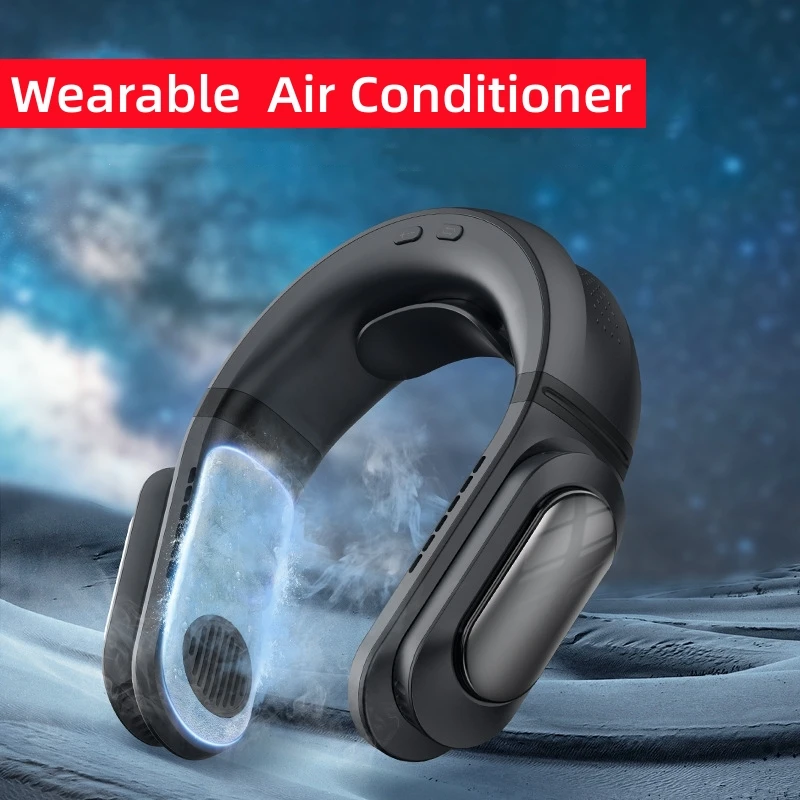 2023PortableAirConditionerNeckFan6000mAhSmallRechargeable