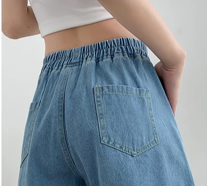 2026 frauen Breite Bein Fünf Viertel Hosen Lose Rüschen Gespleißt Jeans Shorts Sommer Neue Stil Casual Vielseitige Kurze Hosen – Detail 6