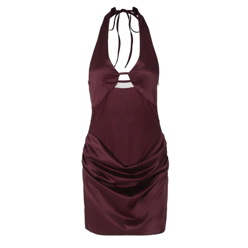 Miniabito estivo elegante e raffinato, aderente, senza schienale, con spalline sottili e cinturino a collana - Image 3