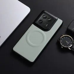 Leather Magsafe Magnetic Ring Phone Case with Camera Protection for Motorola Moto S50 (Green)