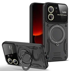 Magsafe Wireless Charging Armor Case with Magnetic Ring and Lens Protection Cover for Xiaomi 12T (Black)