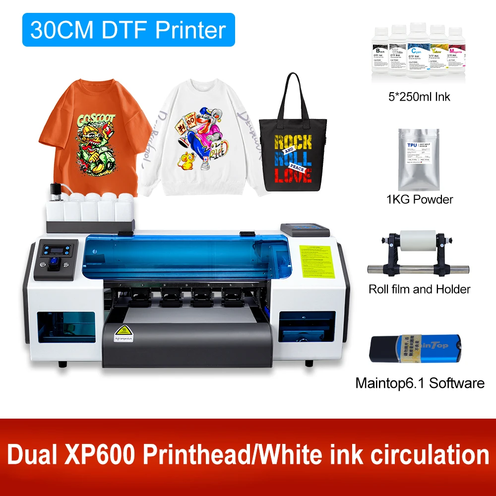 A3 DTF Printers with Dual XP600 Printhead A3 DTF Printer Direct to Transfe  Film Printer For Dark And Light T-shirts Caps Hoodies