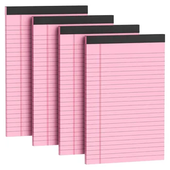 Confezione da 4 Blocchi di Note Adesive Rosa 5x8 Pollici, Quaderni a Righe Staccabili, Adatti per Studio, Liste delle Attività, Lavoro d'Ufficio, ecc.