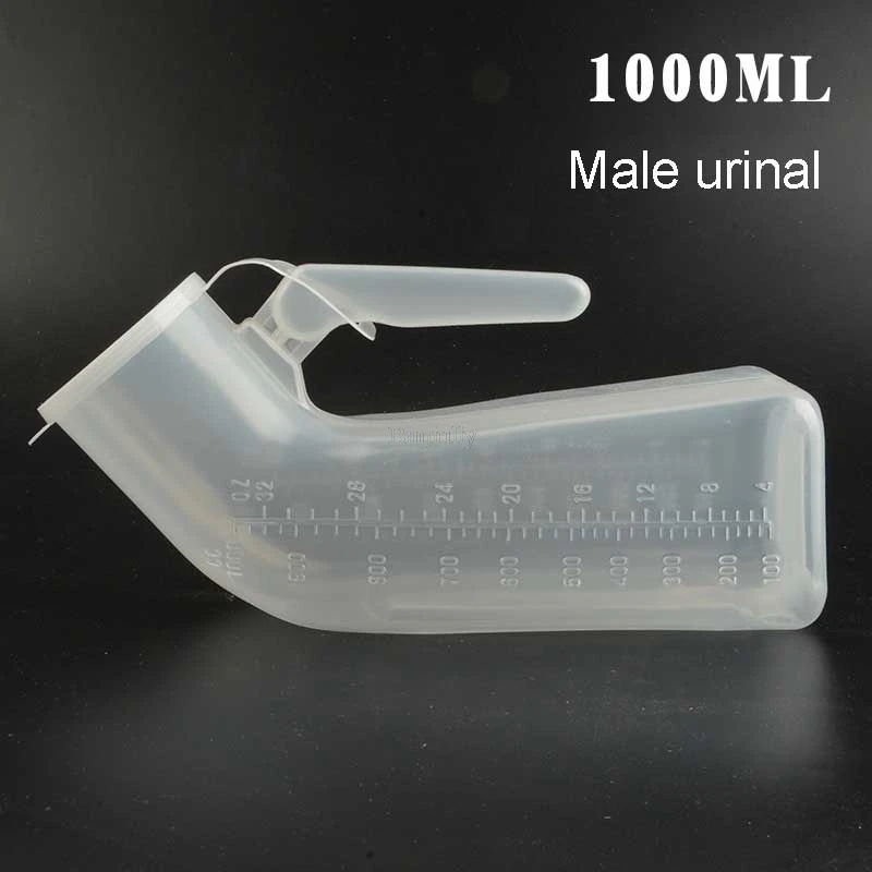 Portable Mobile Urinal Toilet Aid Bottle Outdoor Camping Car Travel Male Disability Old Man Laying In Bed With Catheter