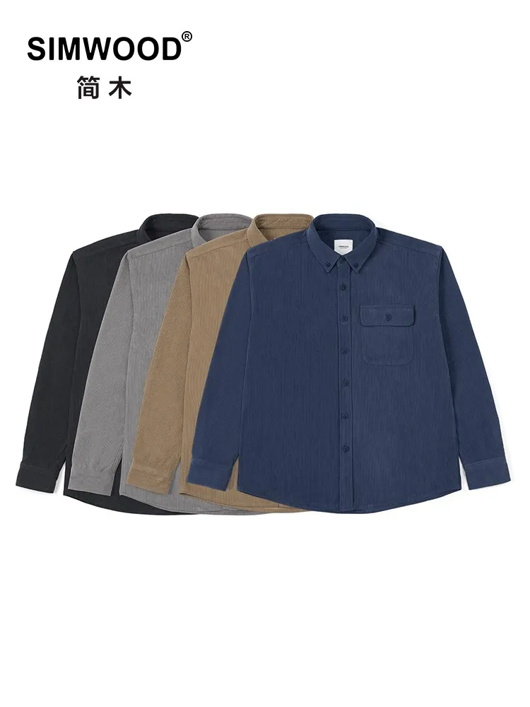 

SIMWOOD 2023 Autumn Winter New Oversize 310gsm Corduroy Fabric Shirts Plus Size Brand Clothing High Quality Shirts