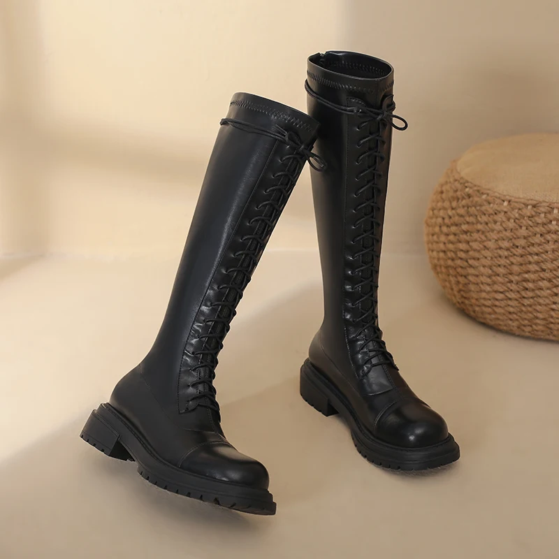 

Martin Boots Women Boots 2023 New Spring and Autumn below the Knee Tube Boots Knight Boots Small Man Long Boots Patent Leather