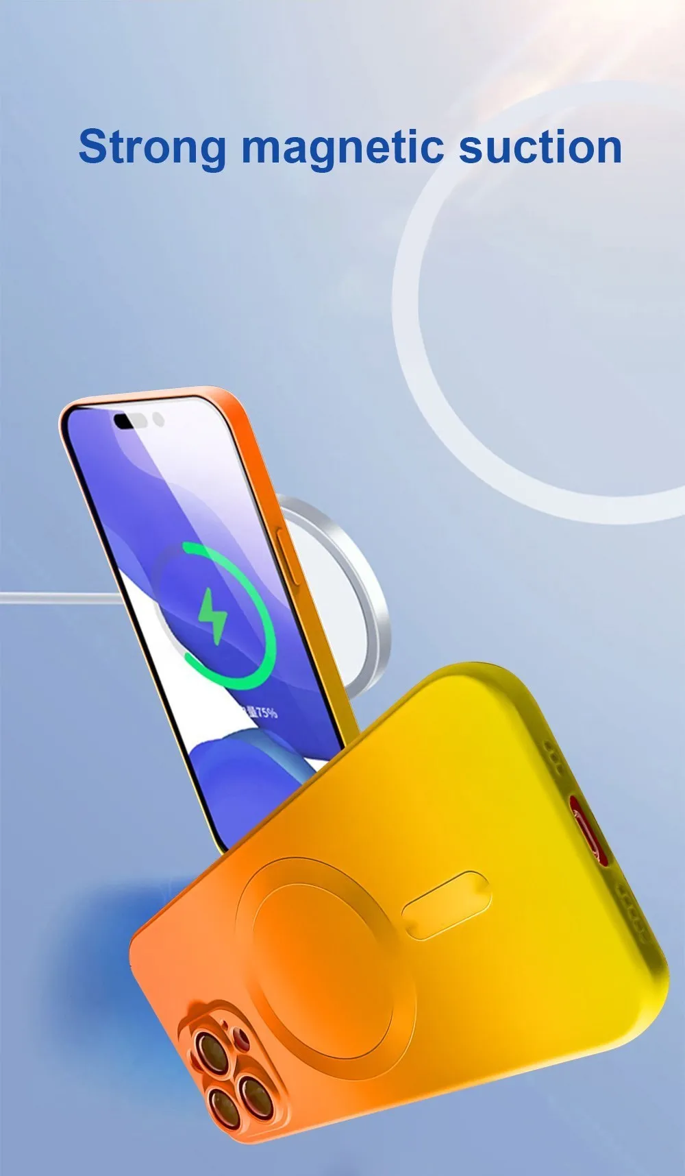 Gradient Color Soft Silicone Case for iPhone 15 Ultra 14 Plus 13 12 11 Pro Max For Magsafe Camera Lens Protector_voghion.com