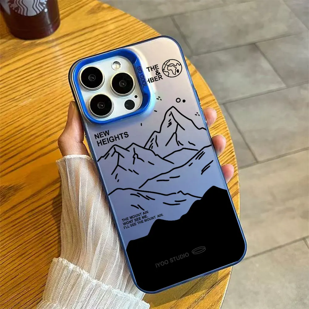 Minimalist Mountain Line Art Shockproof Hard Phone Case