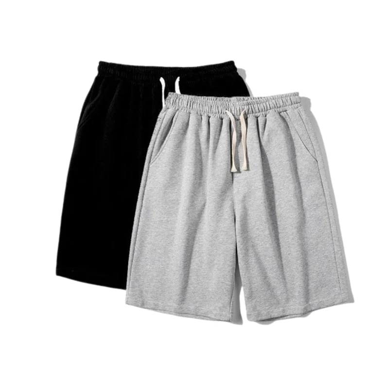 Men's Light Gray Loose Sport Shorts Summer American Street Basketball Casual Five-Pocket Trousers