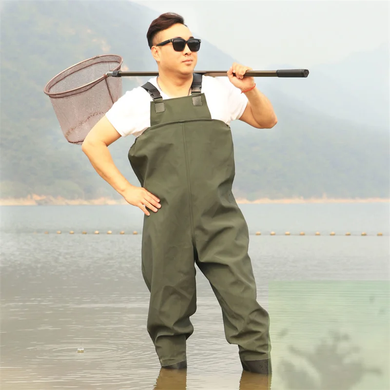 Siamese Fishing Waterproof Wear-resistant Men and Women Fishing Clothing  Overalls Rain Boots Half-body Wading Fishing Clothing