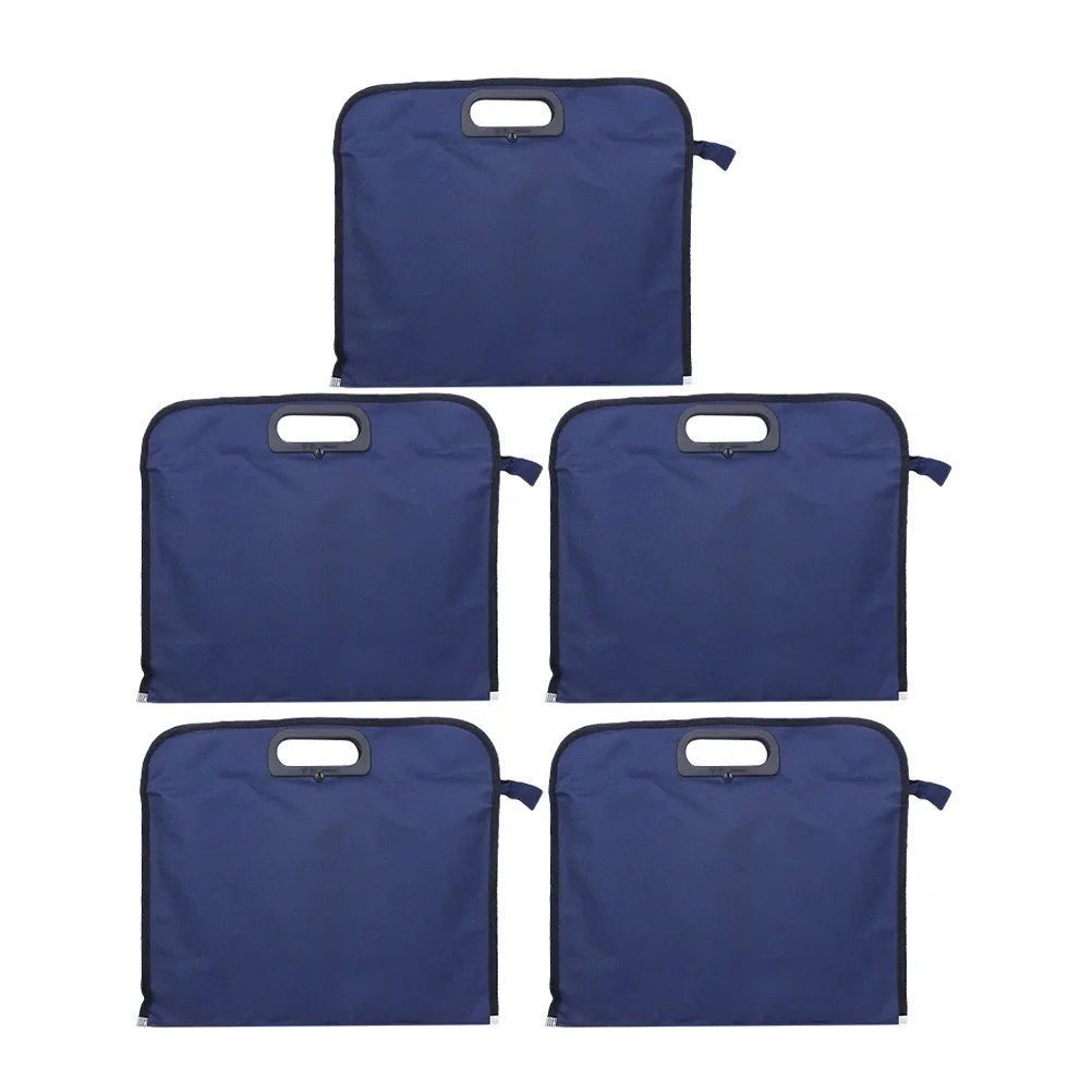 

5pcs Oxford Cloth Bag Zipper B4 Files Pouch Portable Documents Bag File Storage Bag For Men
