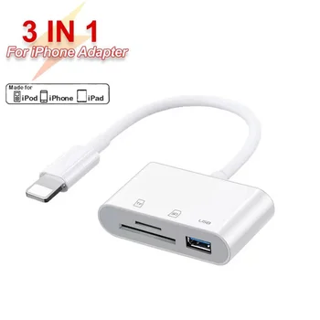 3-in-1 iPhone TypeC to SD & TF Card USB Camera AdapterFor iPhone iPad Card Reader USB Dongle for USB Flash Plug Play 1