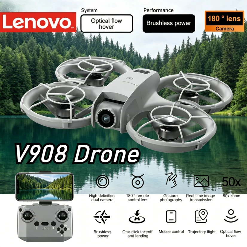 Drone V908 8K avec caméra, moteur sans balais, positionnement optique