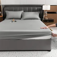 Ice Silk Bed Cover Summer Washed Ice Silk Fitted Sheet Silky Touch Double Elastic Mattress Cover King Queen Bed Cover Full Set 1