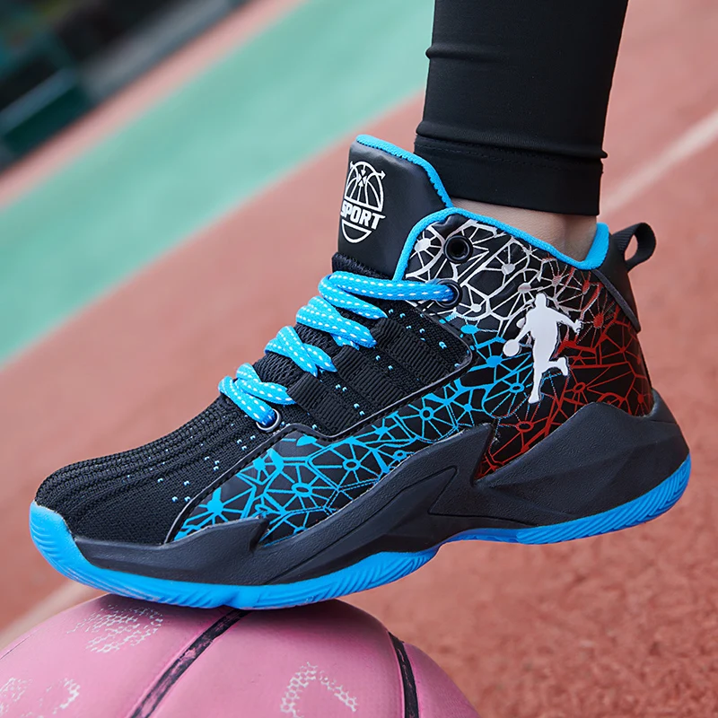 Kids' Non-Slip Breathable Basketball Sneakers - Lace-Up Athletic Training Shoes
