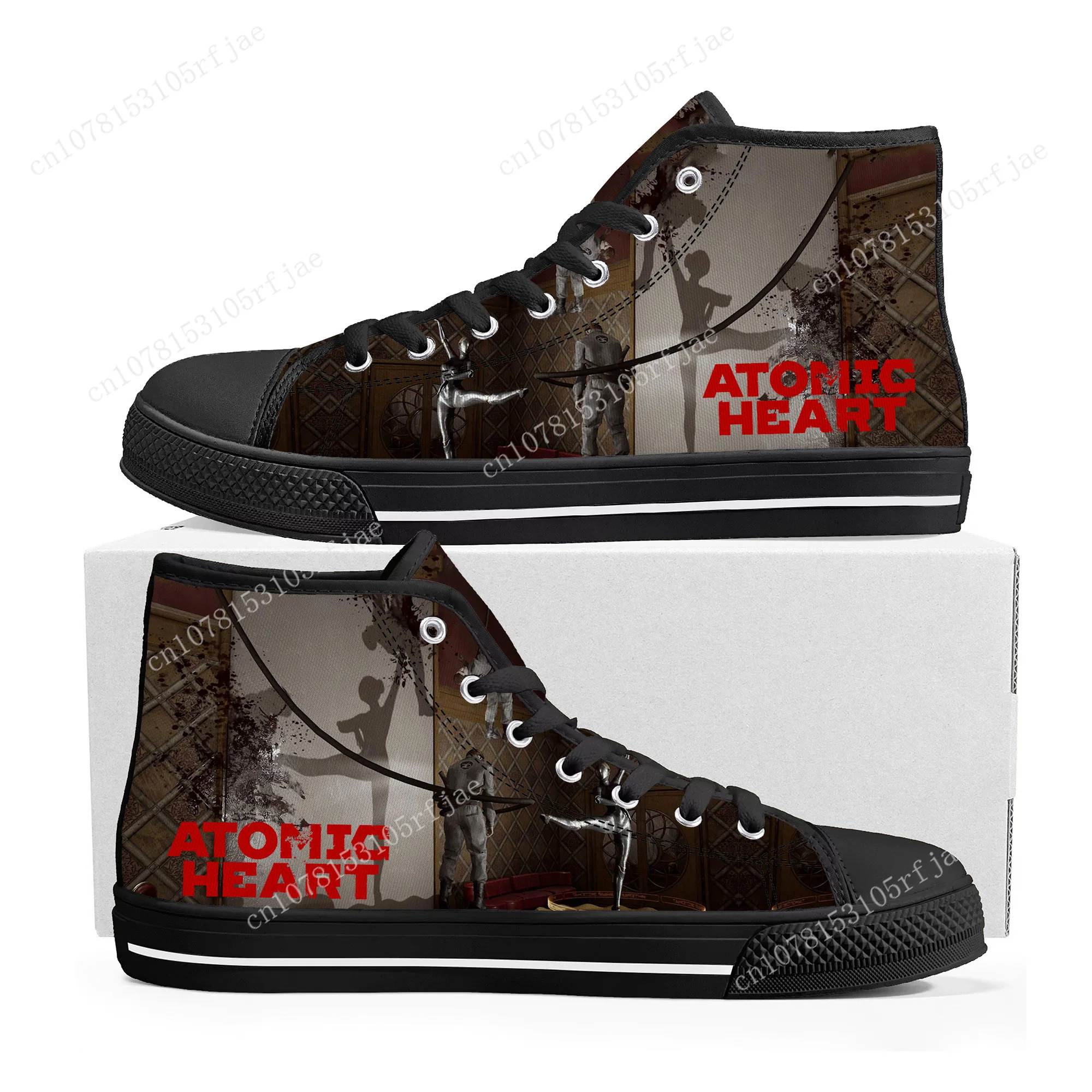 Atomic Heart High Top Sneakers Cartoon Game Mens Womens Teenager High Quality Canvas Sneaker Fashion Custom Built Couple Shoes