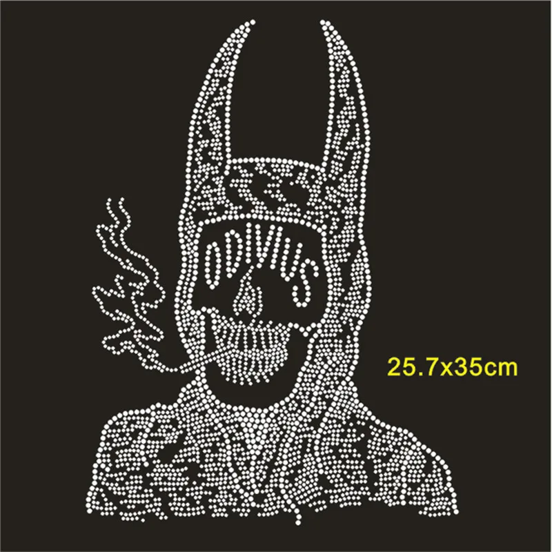 해골 핫픽스 스트 라스 모티브 맞춤형 라인석 아이언 크리스탈 스티커 의류 장식 Diy 스트 라스 패치 공예 아플리케