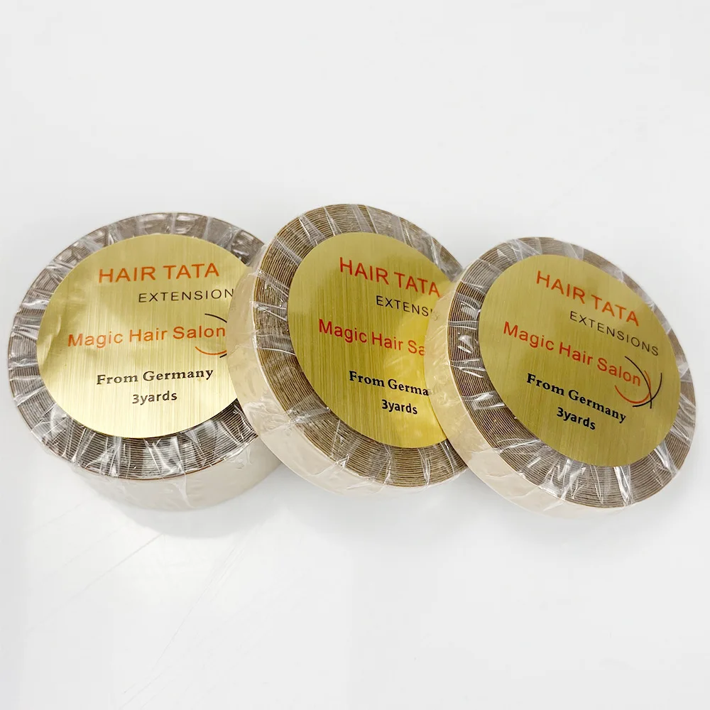 3 Yards TATA Hair Extension Tape Rolls Kraft Brown Double Sided Hair Replacement Tape for Lace Wig Extension
