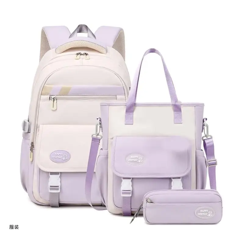 

D0UD Double Strap Shoulder Bag Girl Primary Student Teens Backpack Shoulder Bag Handbag Pencil Case Lightweight School