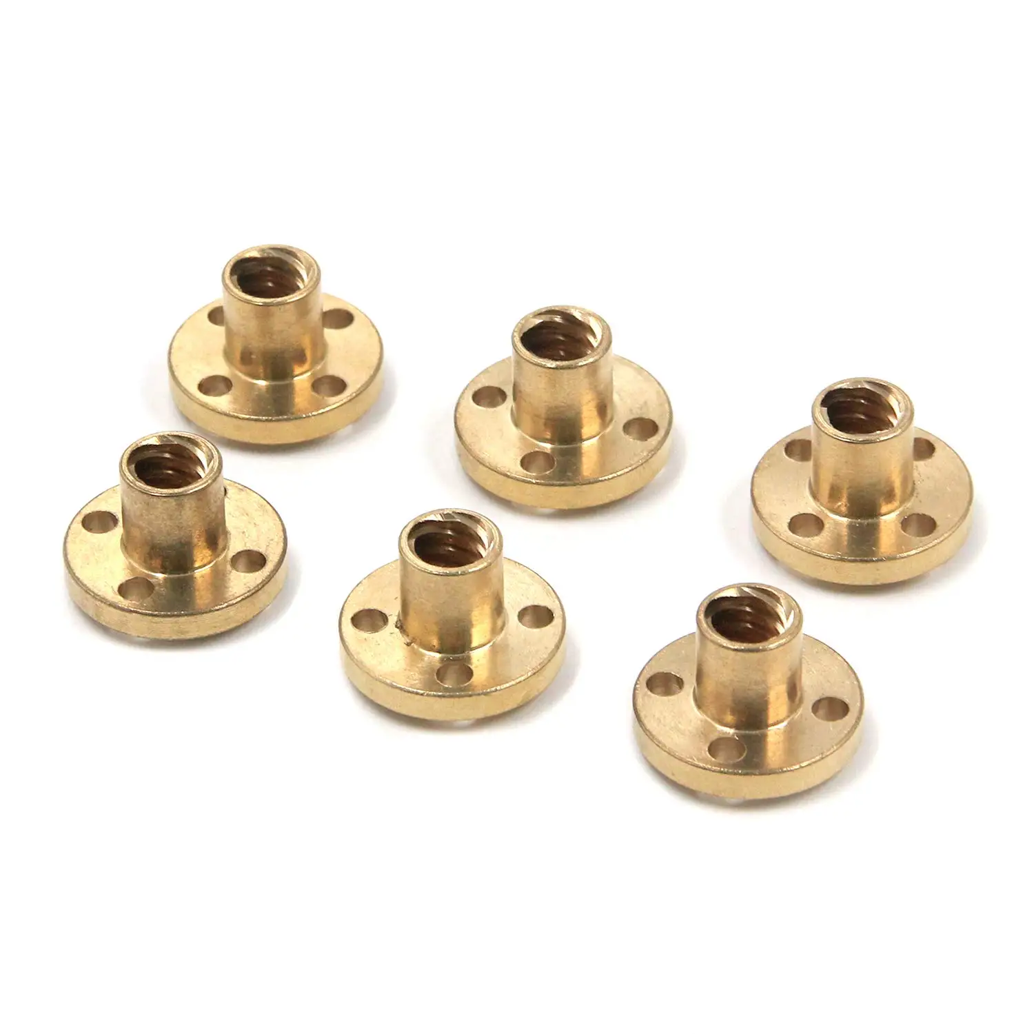 T4 T5 T6 T8 T10 T12 T16 T20 Lead Screw Nut Brass Lead Screw Nut Pitch1/2mm Lead 1/2/3/4/8/10mm/12mm/14mmFor CNC Parts 3D Printer