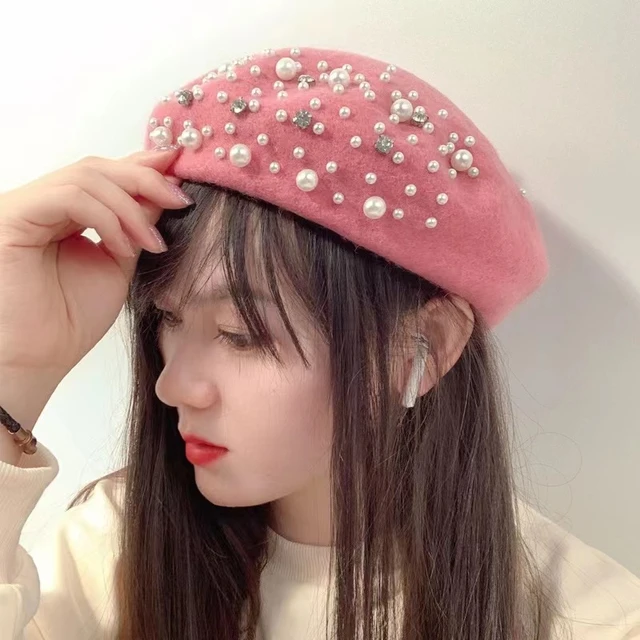 Women's Cap Cat Embroidery Plus Heart Shape Sequins Fashion Wool Berets Hat  - China Hat and Beanie price