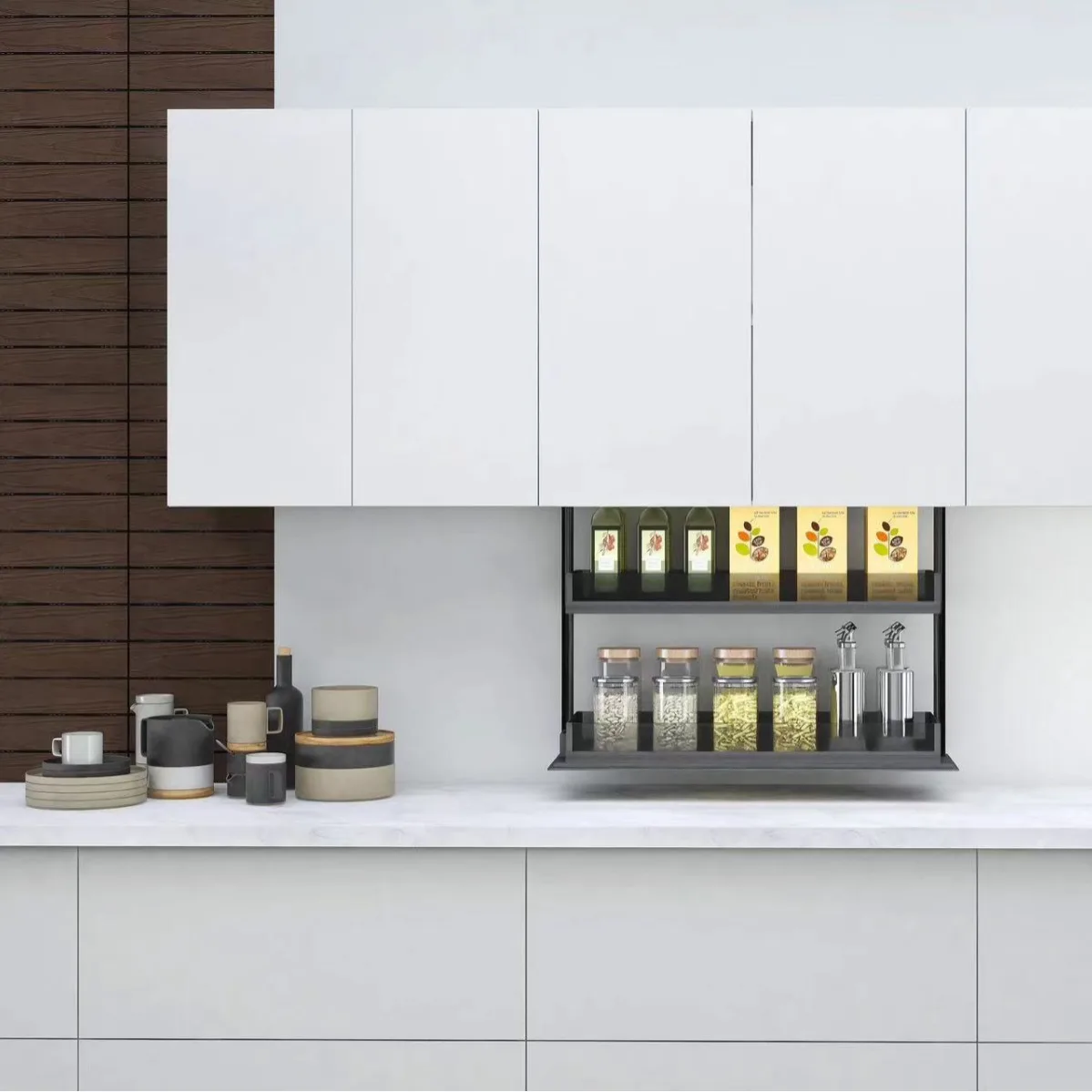 Intelligent electric hanging cabinet lifting basket kitchen cabinet vertical pull-down rack