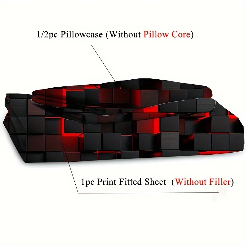 Games Print Fitted Sheet Set Soft Comfortable Breathable Bedding Set For Bedroom Guest Room (1* Fitted Sheet + 1/2*Pillowcases) 6