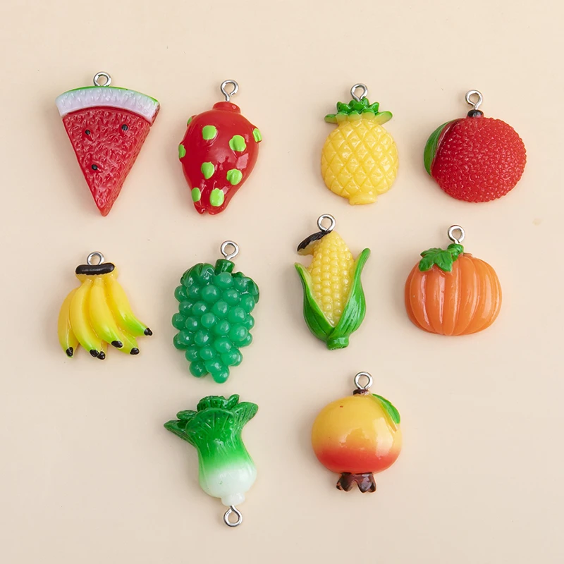 

10pcs/lot Mixed Fruit Banana Pineapple Charms Pendant DIY Earrings Necklace for Jewelry Making Accessories
