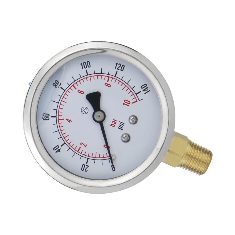 Liquid filling Water Oil Gas Pressure Gauges 63mm (2.5inch) -1-0-1000bar bottom connection for Vacuum Manometer
