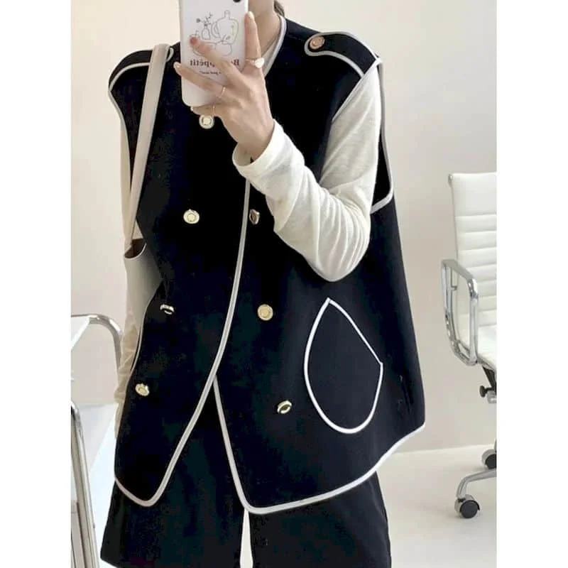 

Waistcoats Women Knitted O-neck Plush Sweater Vest Irregular Design Casual Sleeveless Cardigans Korean Style Coats Women Tops