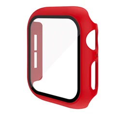 Durable Apple Watch Case with Tempered Glass Screen Protector, Hard PC Material Cover for 40mm (Red)