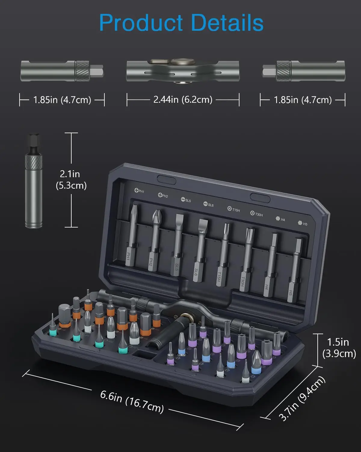 Ratchet Screwdriver Set 42 in 1 Ratchet Screwdriver Set 40 Multi-Function Bits with Ratchet T-Handle Suitable for Tool Bicycle and Electronics Repair